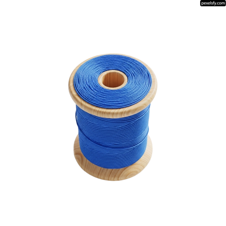 Spool of blue thread on a white background png transparent background