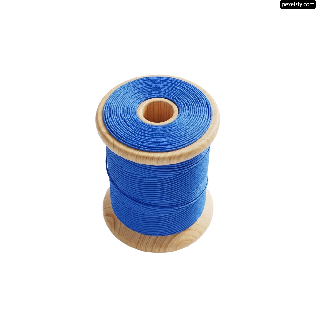 Spool of blue thread on a white background png transparent background