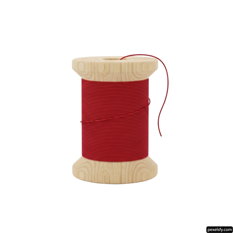Spool of red thread on a white background png transparent background