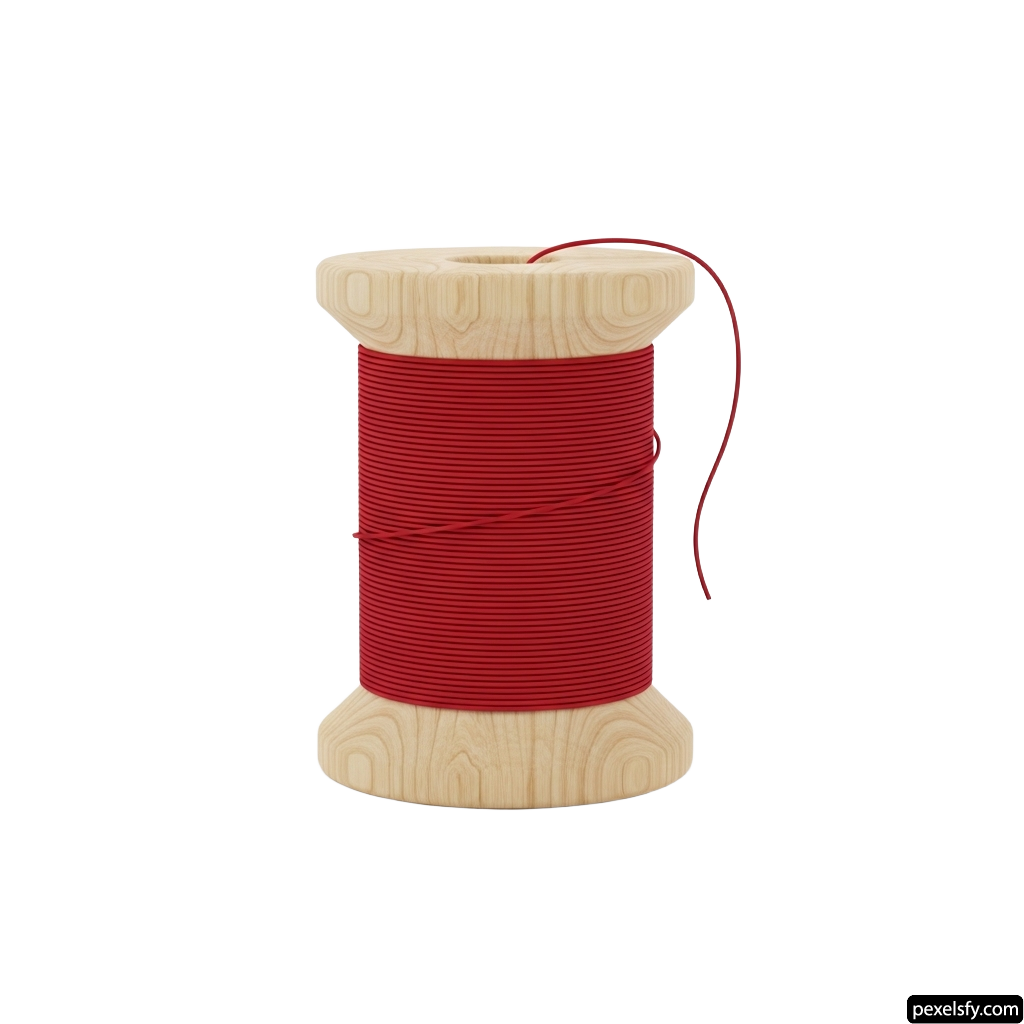 Spool of red thread on a white background png transparent background