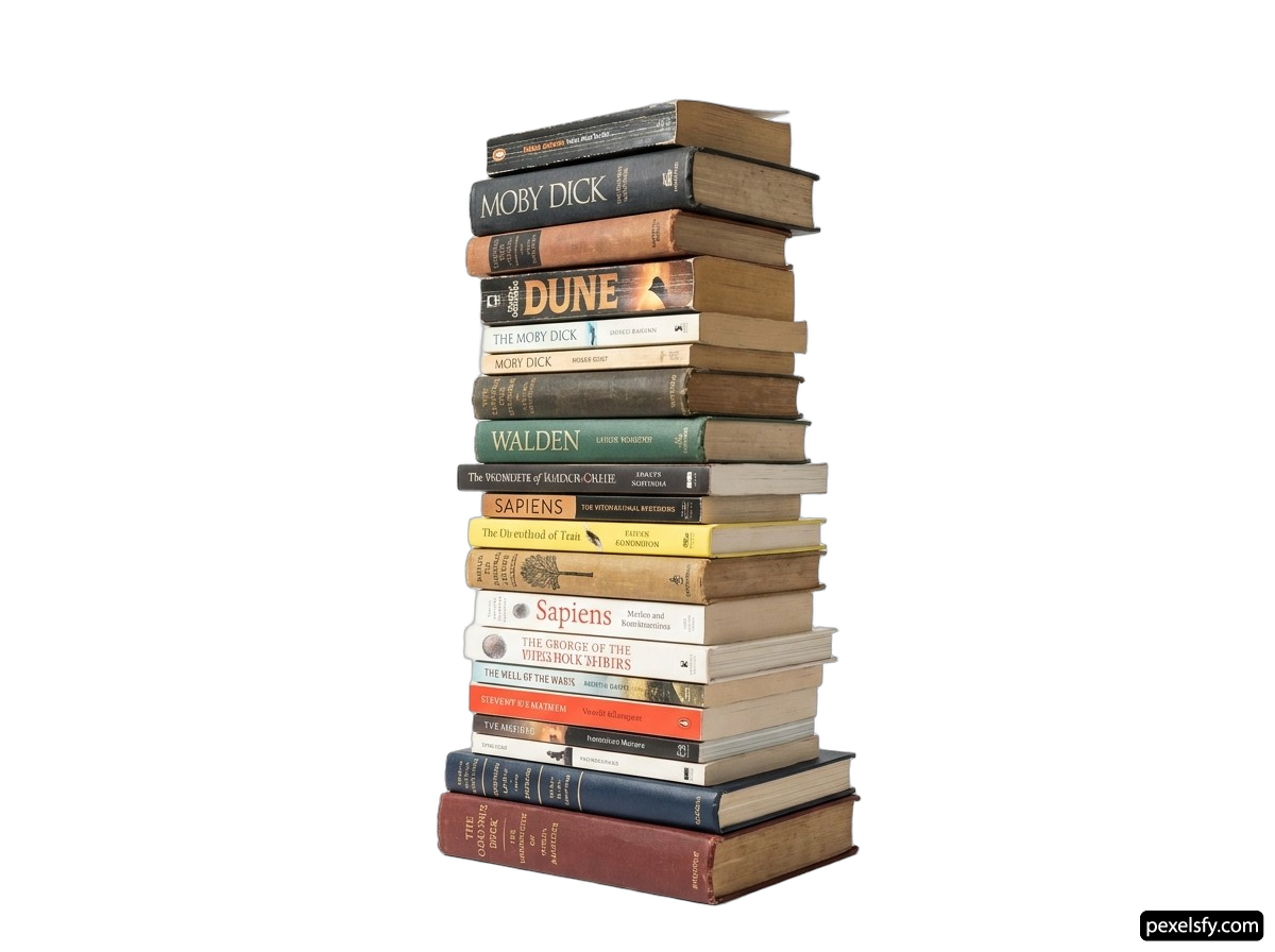 Stack of books sitting on top of each other png transparent background