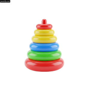 Stack of colorful wooden toys on a white background png transparent background