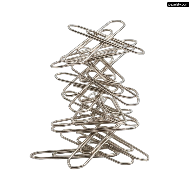 Stack of paper clips on a white background png transparent background