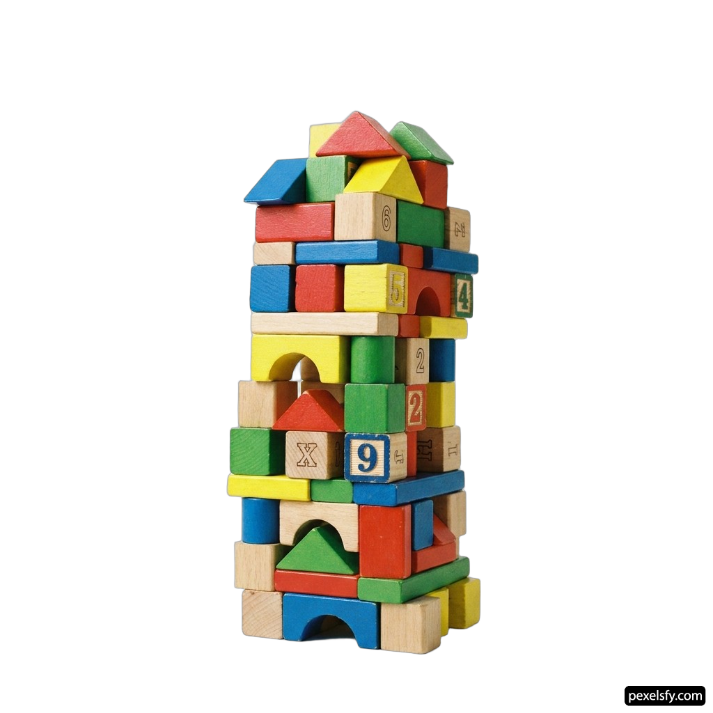 Stack of wooden blocks with numbers on them png transparent background