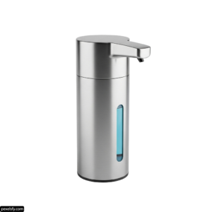 Stainless steel soap dispenser on a white background png transparent background
