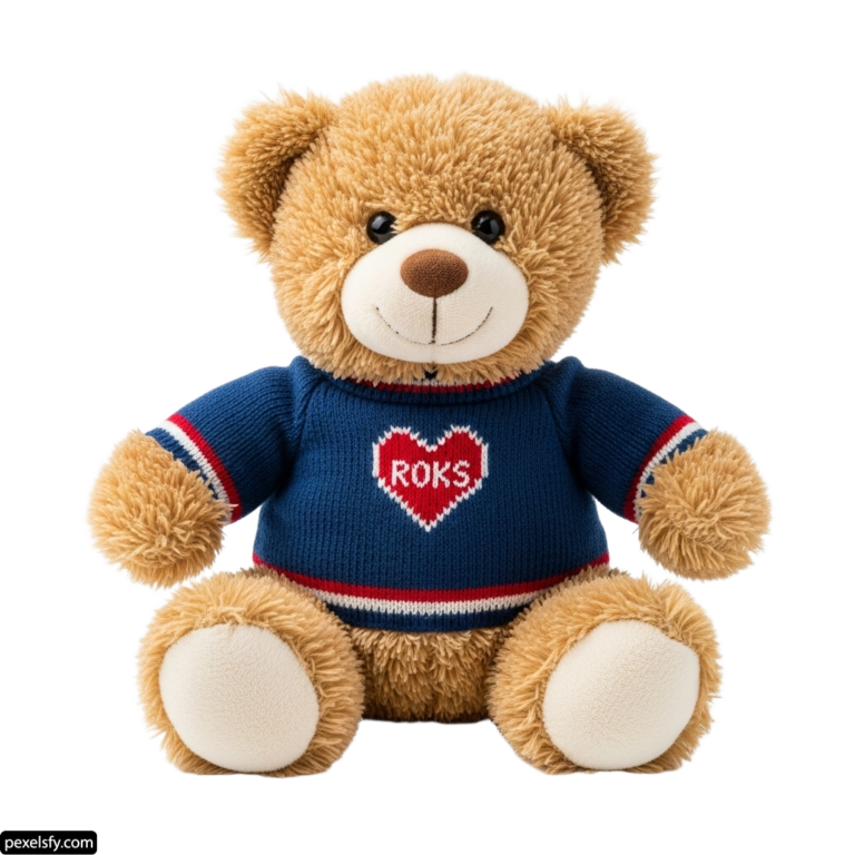 Teddy bear wearing a sweater with a heart on it png transparent background