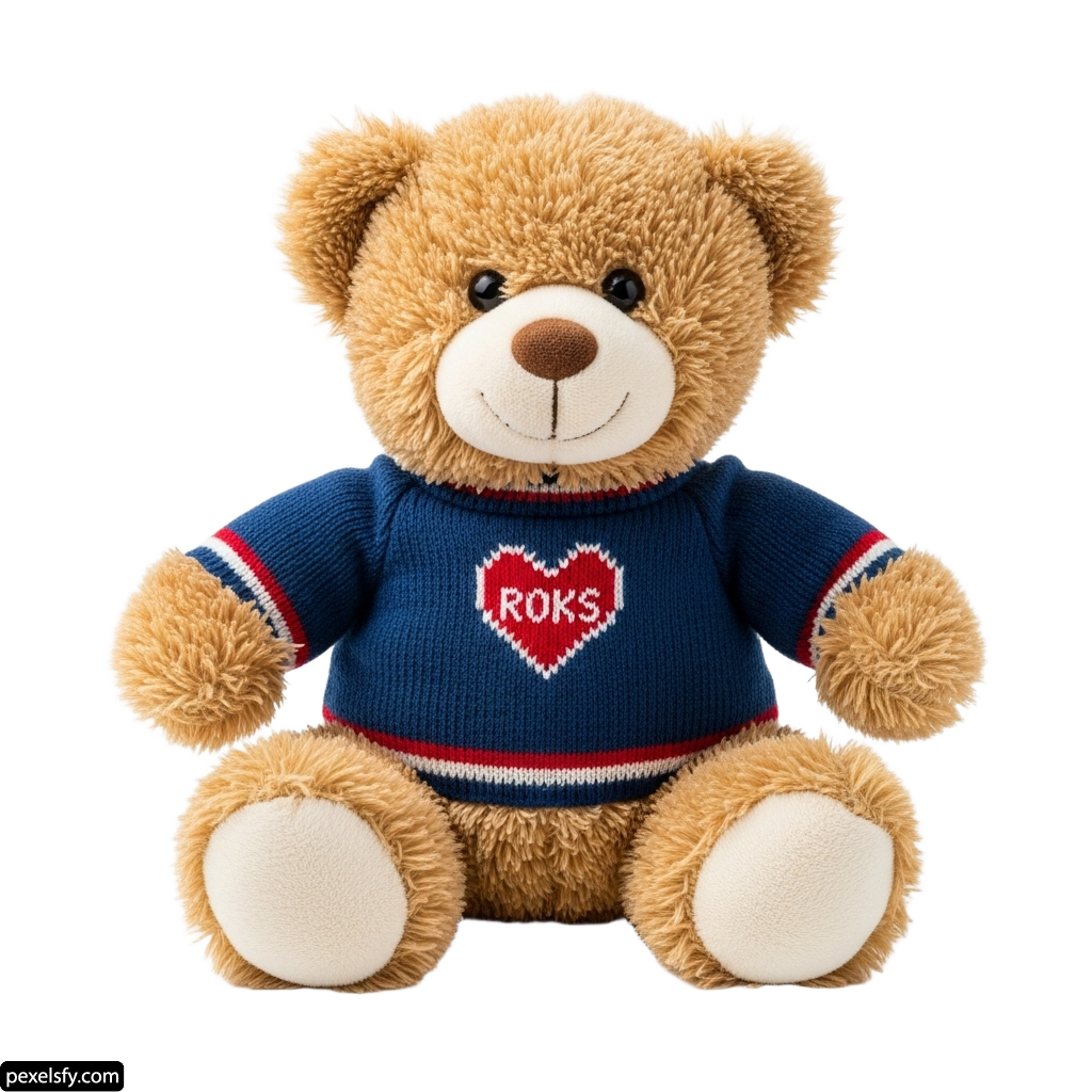 Teddy bear wearing a sweater with a heart on it png transparent background