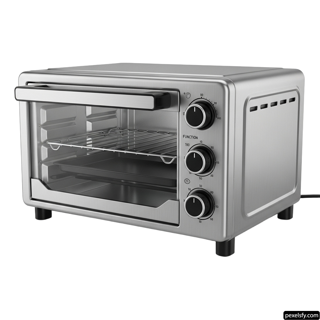 Toaster oven sitting on top of a white surface png transparent background