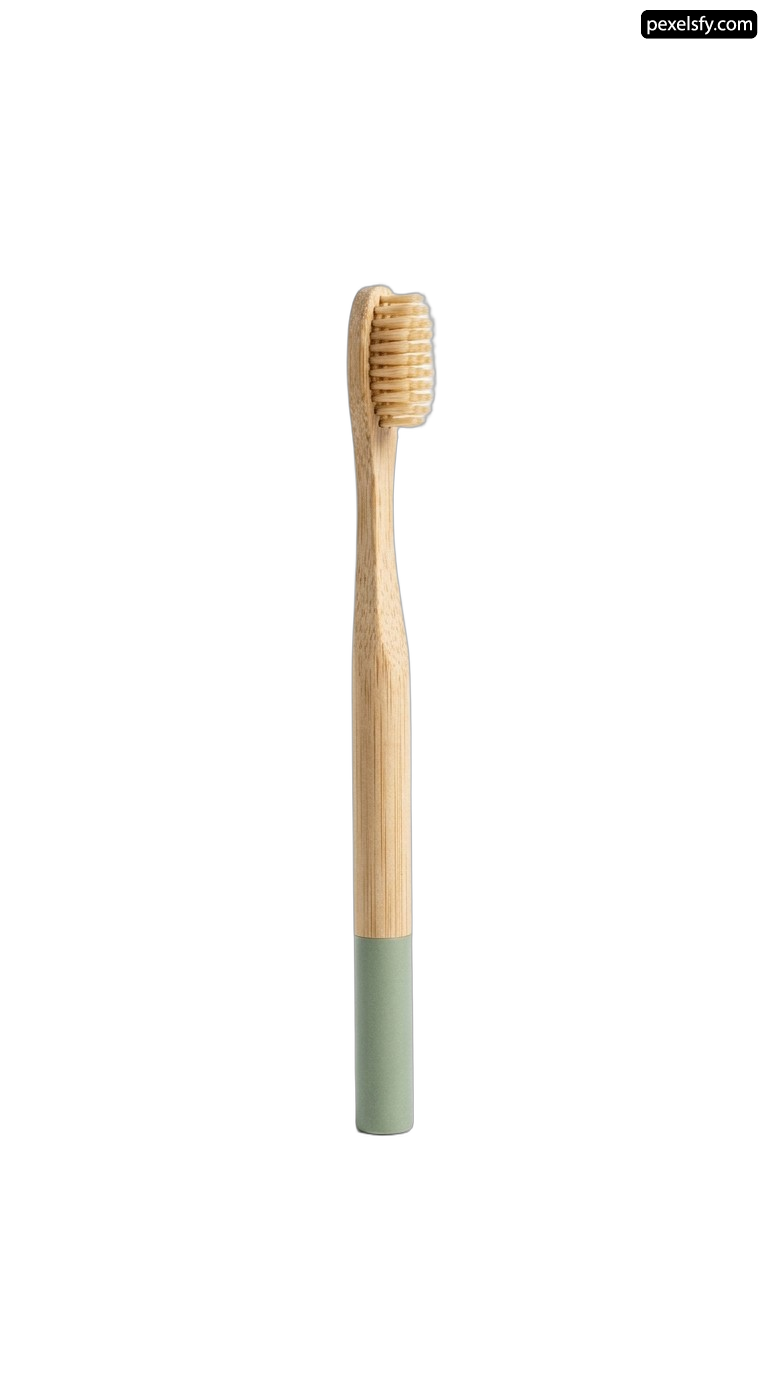 Toothbrush with a wooden handle on a white background png transparent background