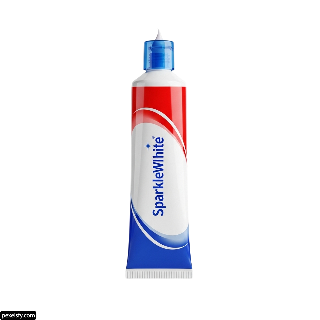 Tube of toothpaste sitting on top of a white surface png transparent background