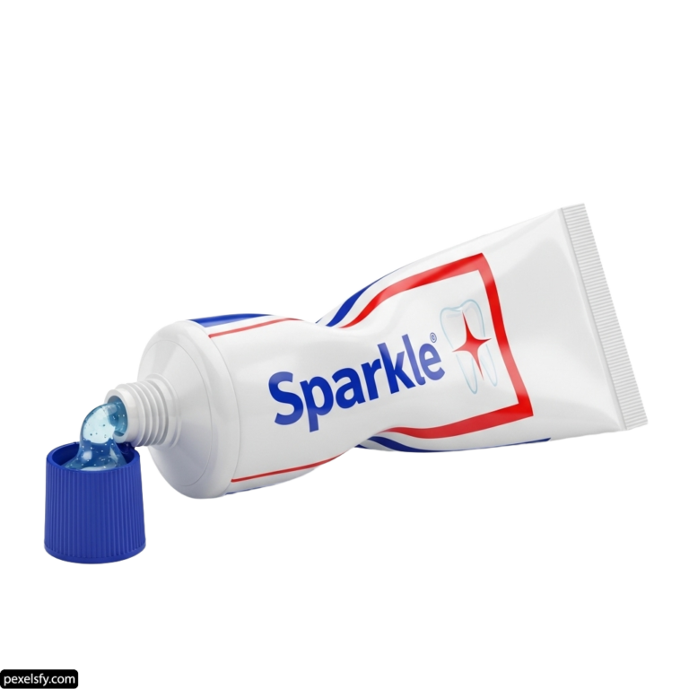 Tube of toothpaste with a blue cap on it png transparent background