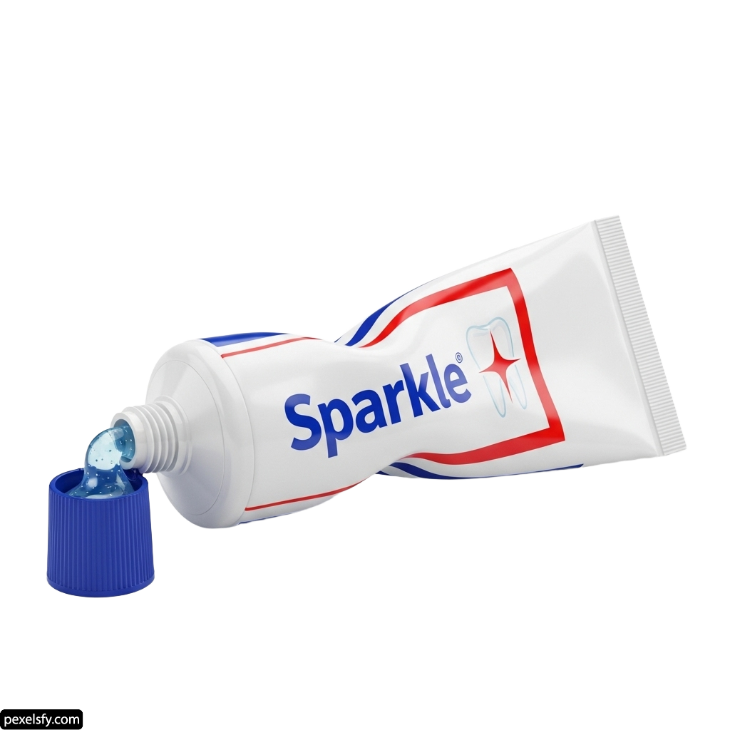 Tube of toothpaste with a blue cap on it png transparent background