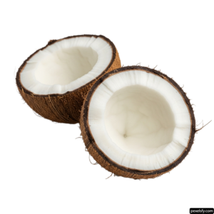Two halves of a coconut on a white background png transparent background