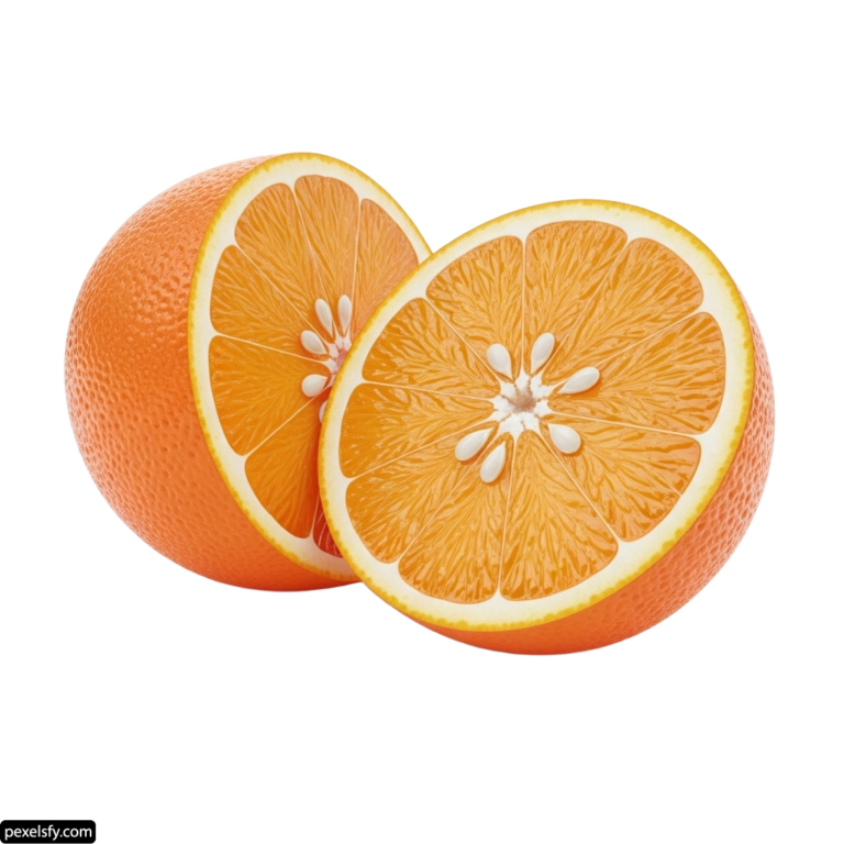Two halves of an orange cut in half on a white background png transparent background