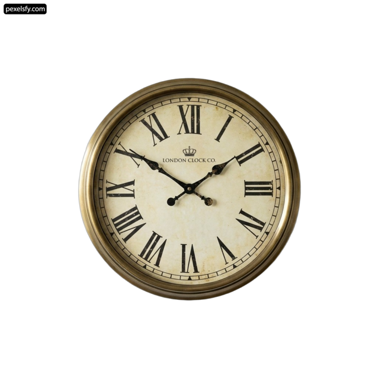 Wall clock with roman numerals on a white background png transparent background