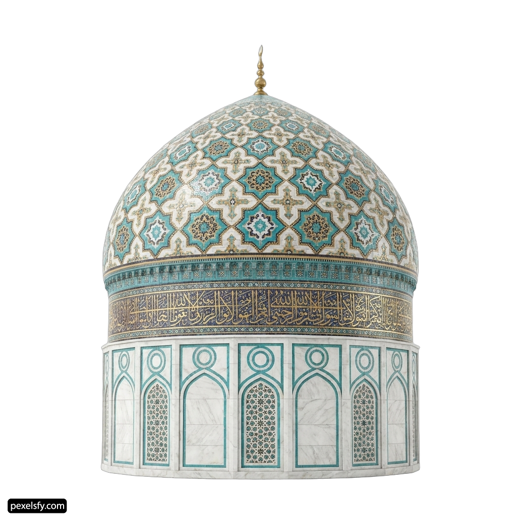 White and blue dome with a gold dome on top png transparent background