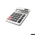 White calculator with red buttons on a white background png transparent background