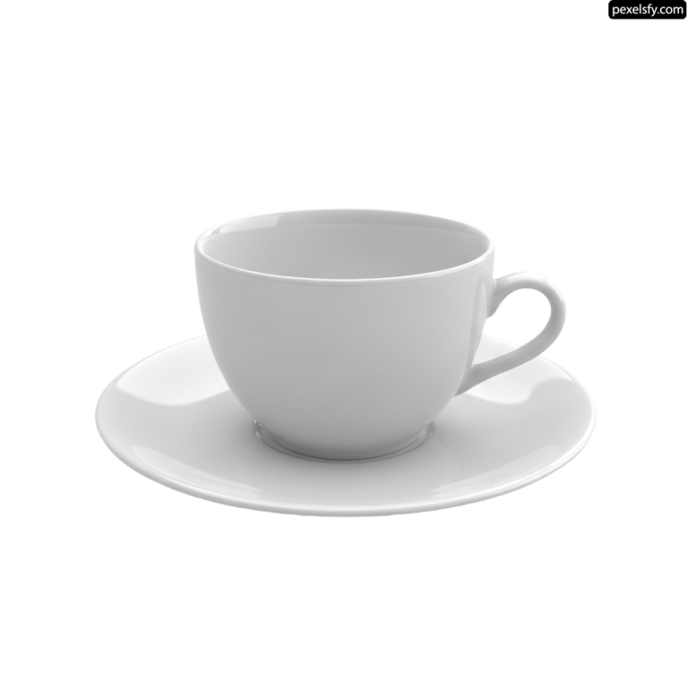 White cup and saucer on a white background png transparent background