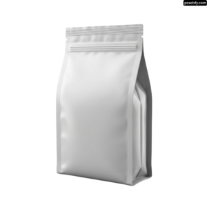 White stand up pouch on a white background png transparent background
