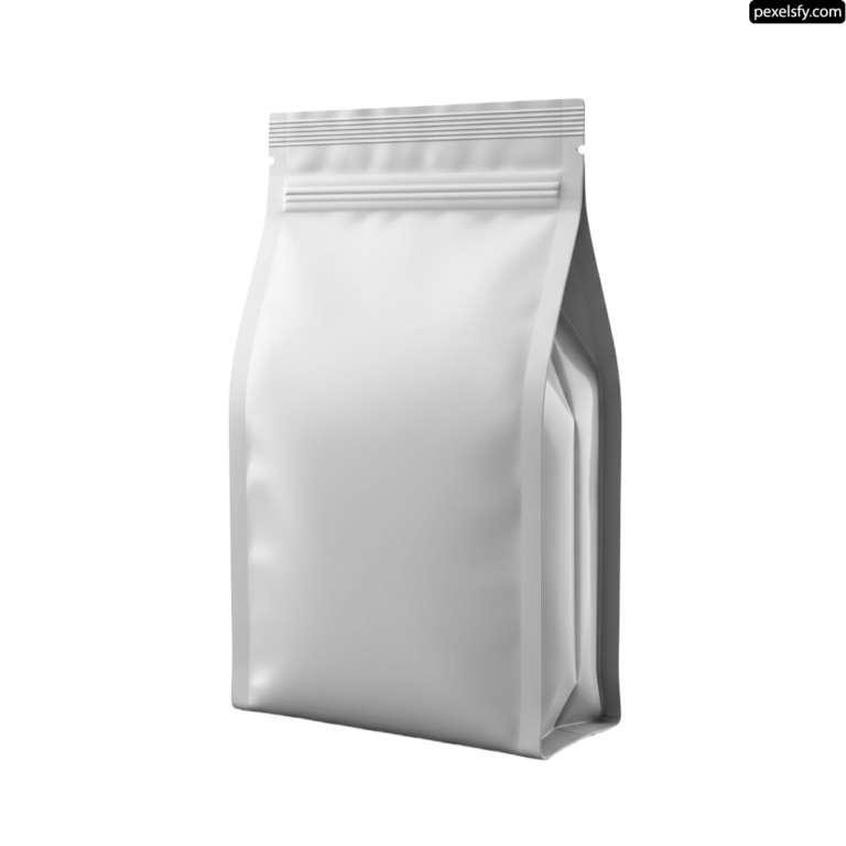 White stand up pouch on a white background png transparent background