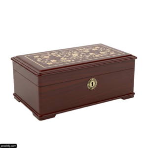 Wooden box with a decorative design on it png transparent background