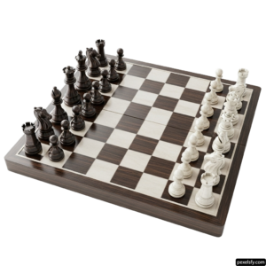 Wooden chess board with chess pieces on it png transparent background