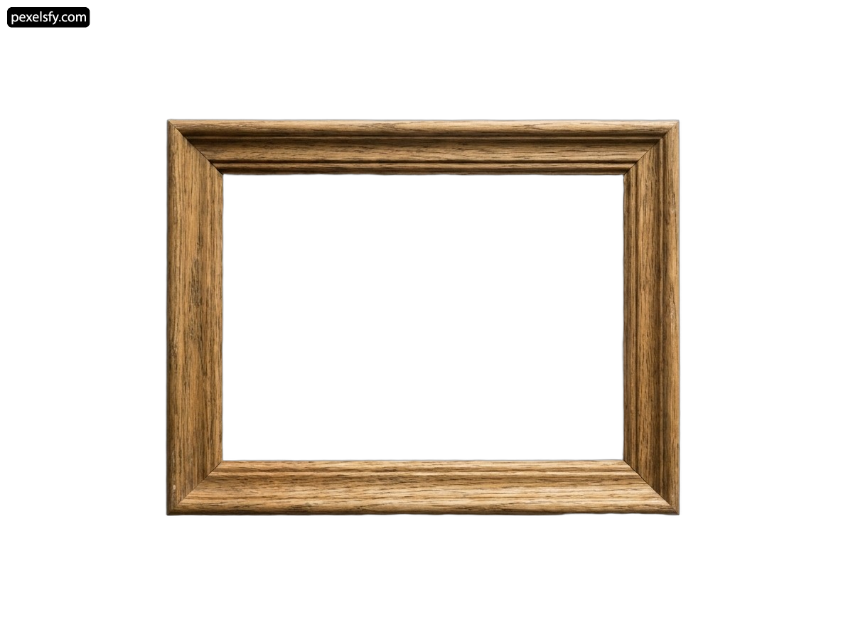 Wooden picture frame on a white background png transparent background