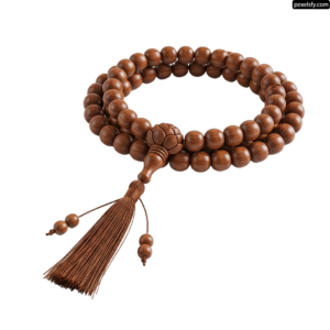 Wooden rosary with a tassel on a white background png transparent background
