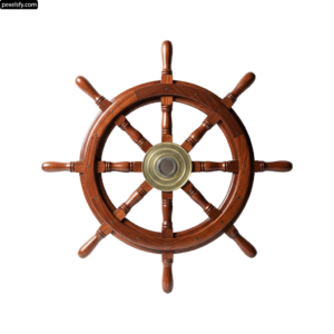 Wooden ship wheel on a white background png transparent background