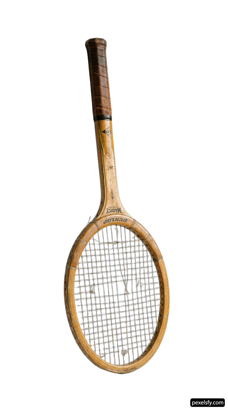 Wooden tennis racket on a white background png transparent background