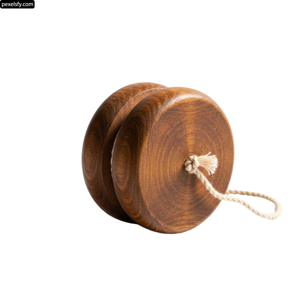Wooden yoyo with a string attached to it png transparent background