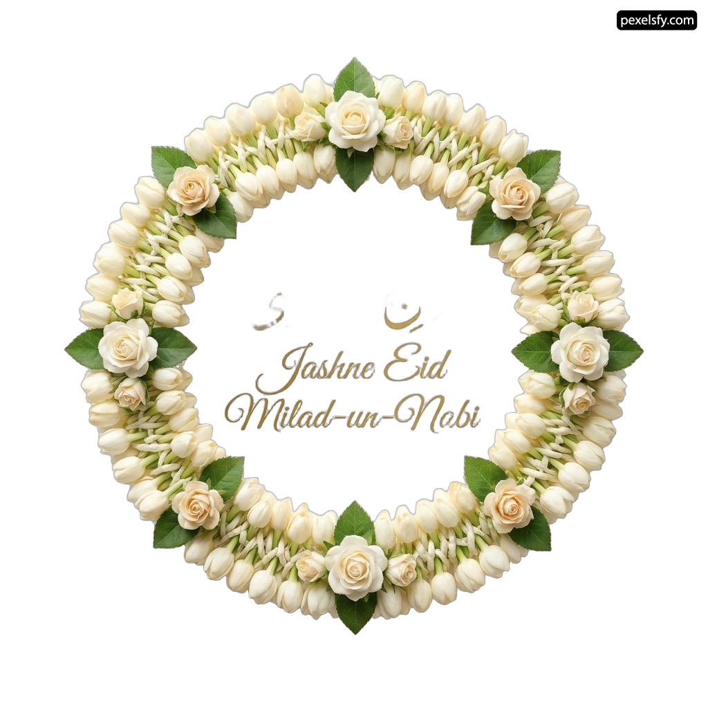Wreath of white roses and green leaves on a white background png transparent background