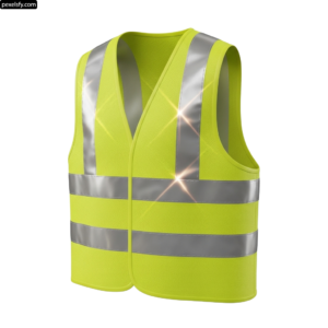 Yellow safety vest with reflective stripes on it png transparent background