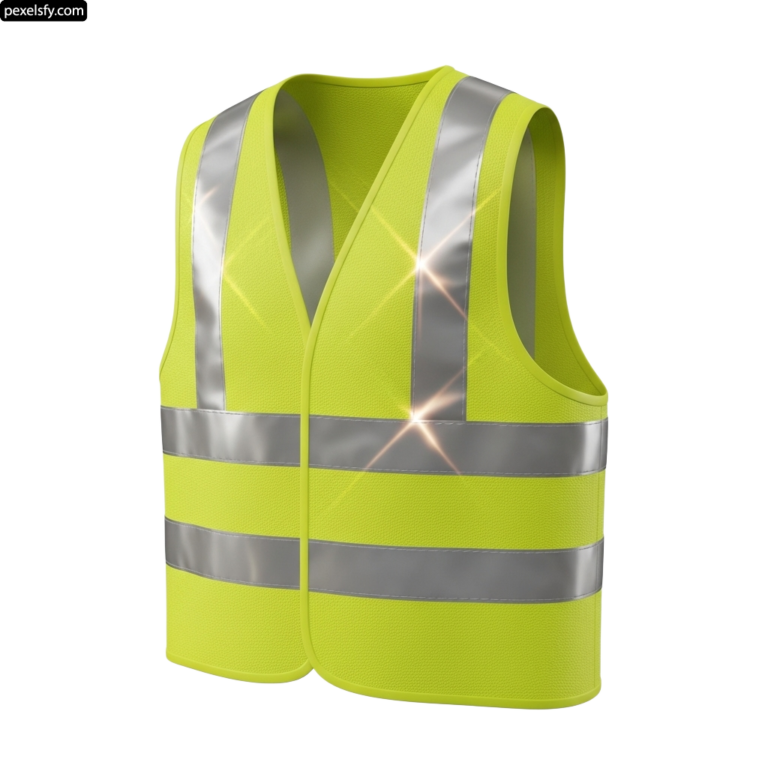 Yellow safety vest with reflective stripes on it png transparent background