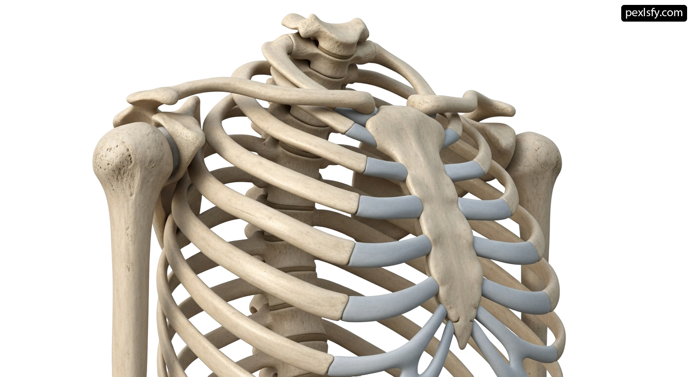 3D model of a human skeleton on a white background png transparent background