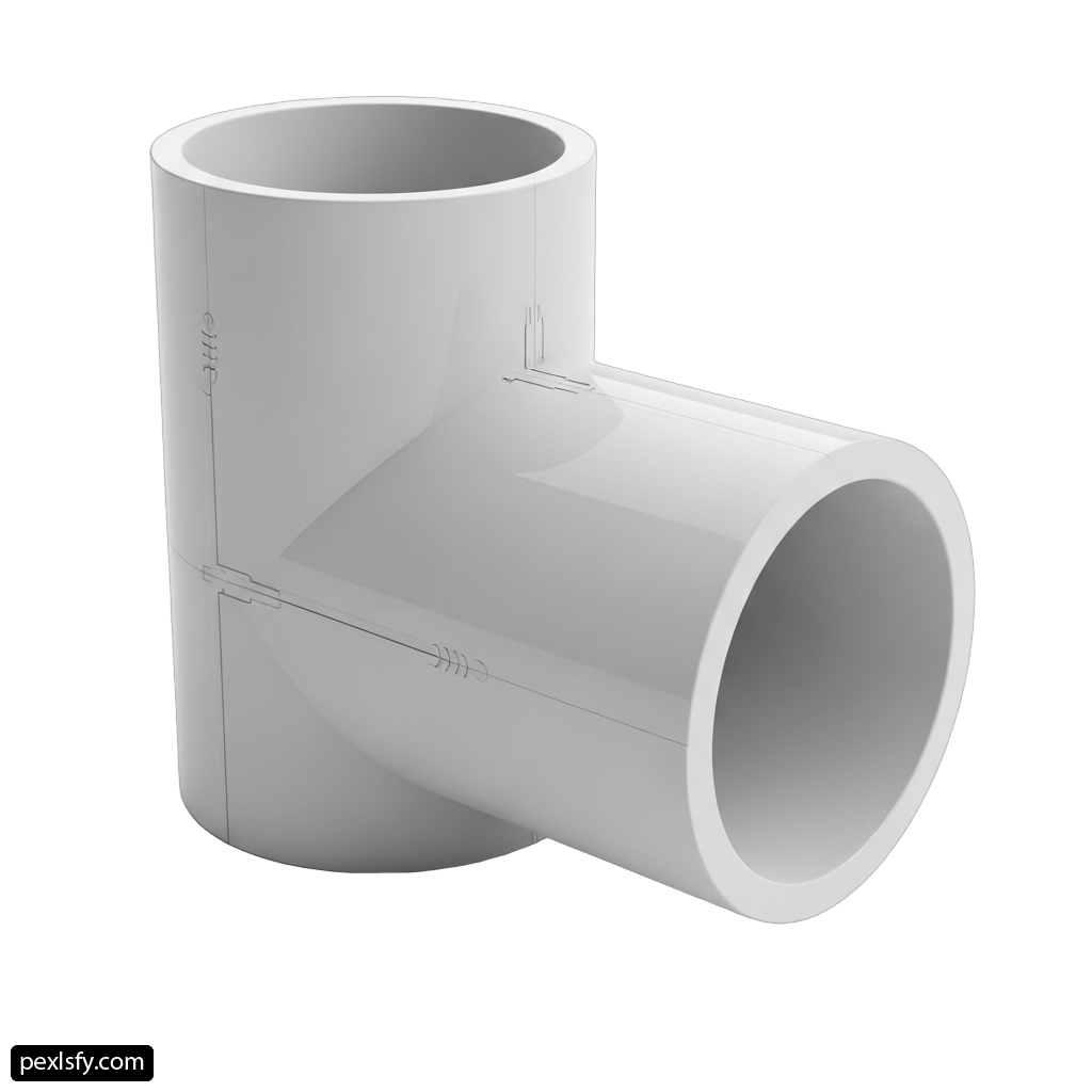 3D model of a white pvc pipe png transparent background
