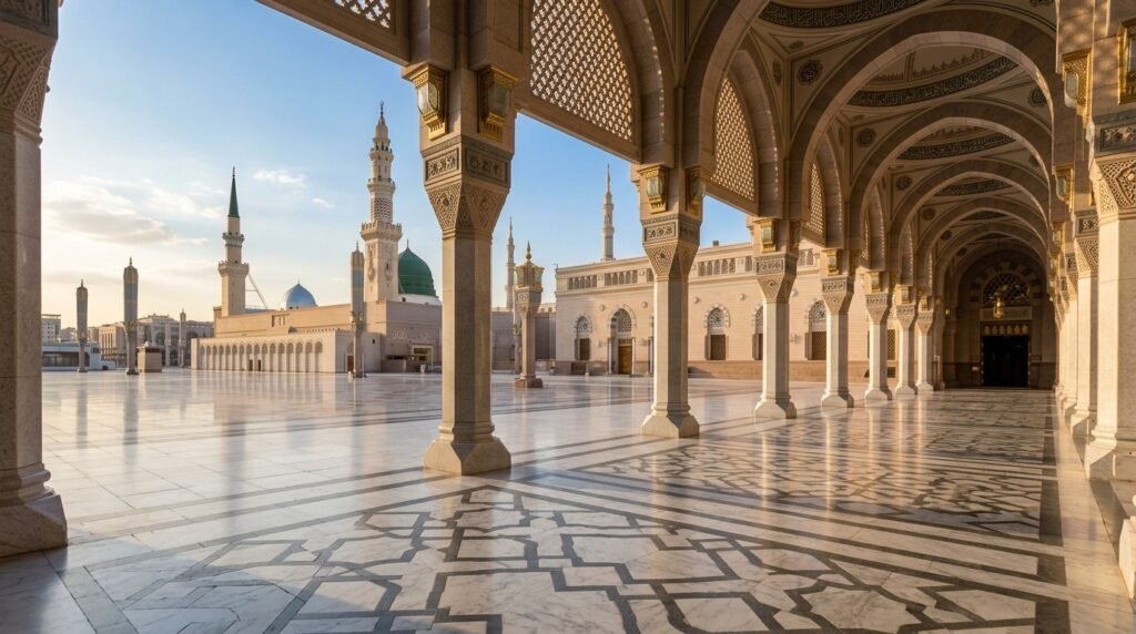 Masjid an nabawi courtyard arche…