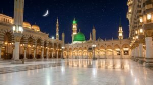 Masjid an nabawi courtyard at night