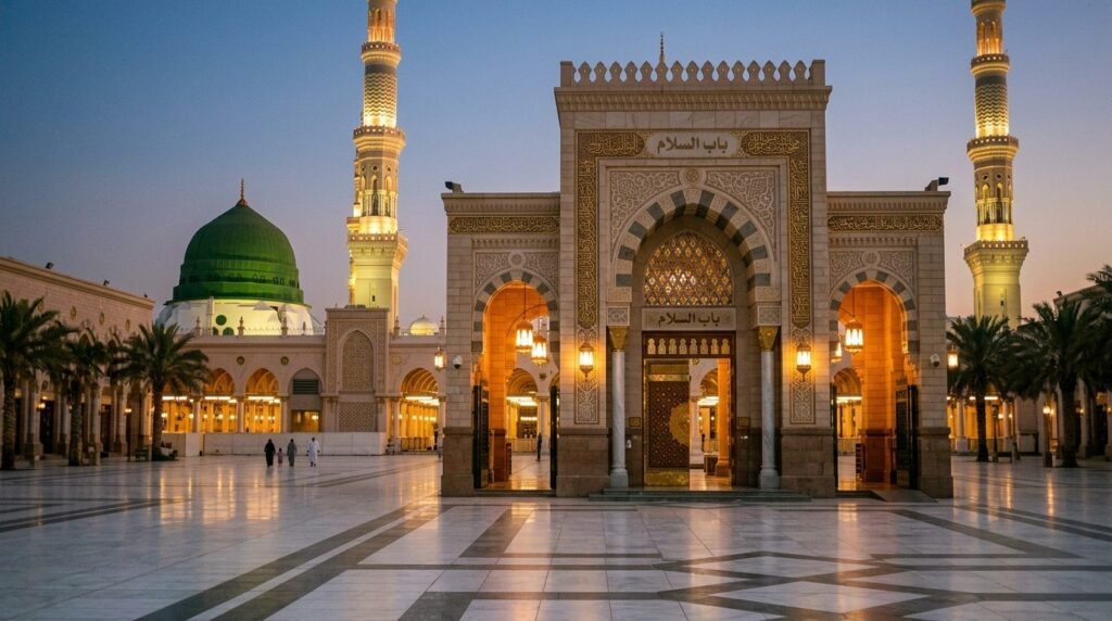 Masjid an nabawi entrance gate dusk