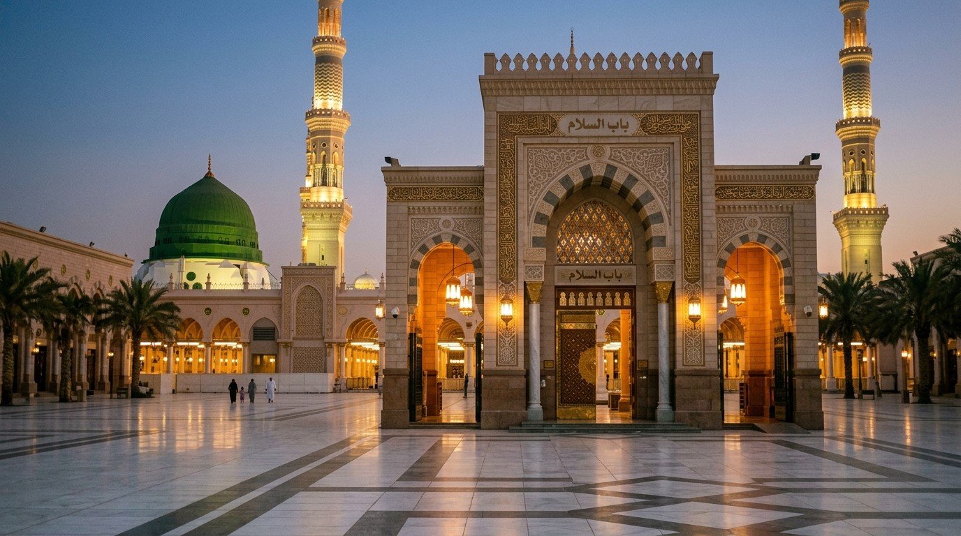 Masjid an nabawi entrance gate dusk