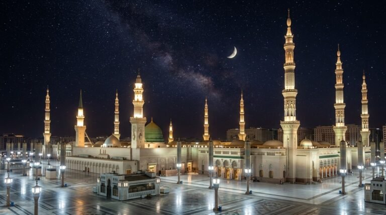 Masjid an nabawi minarets starry…