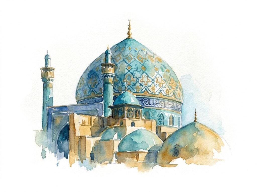 Mosque dome watercolor style