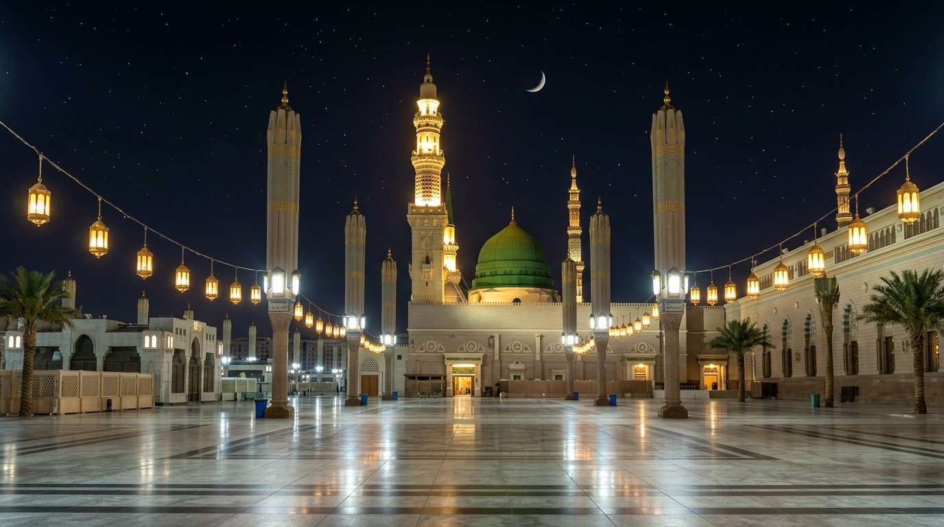 Night view masjid an nabawi cour…