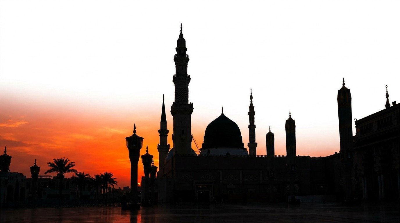 Prophet mosque dome silhouette