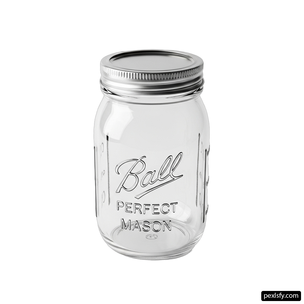 Ball perfect mason jar with a silver lid png transparent background