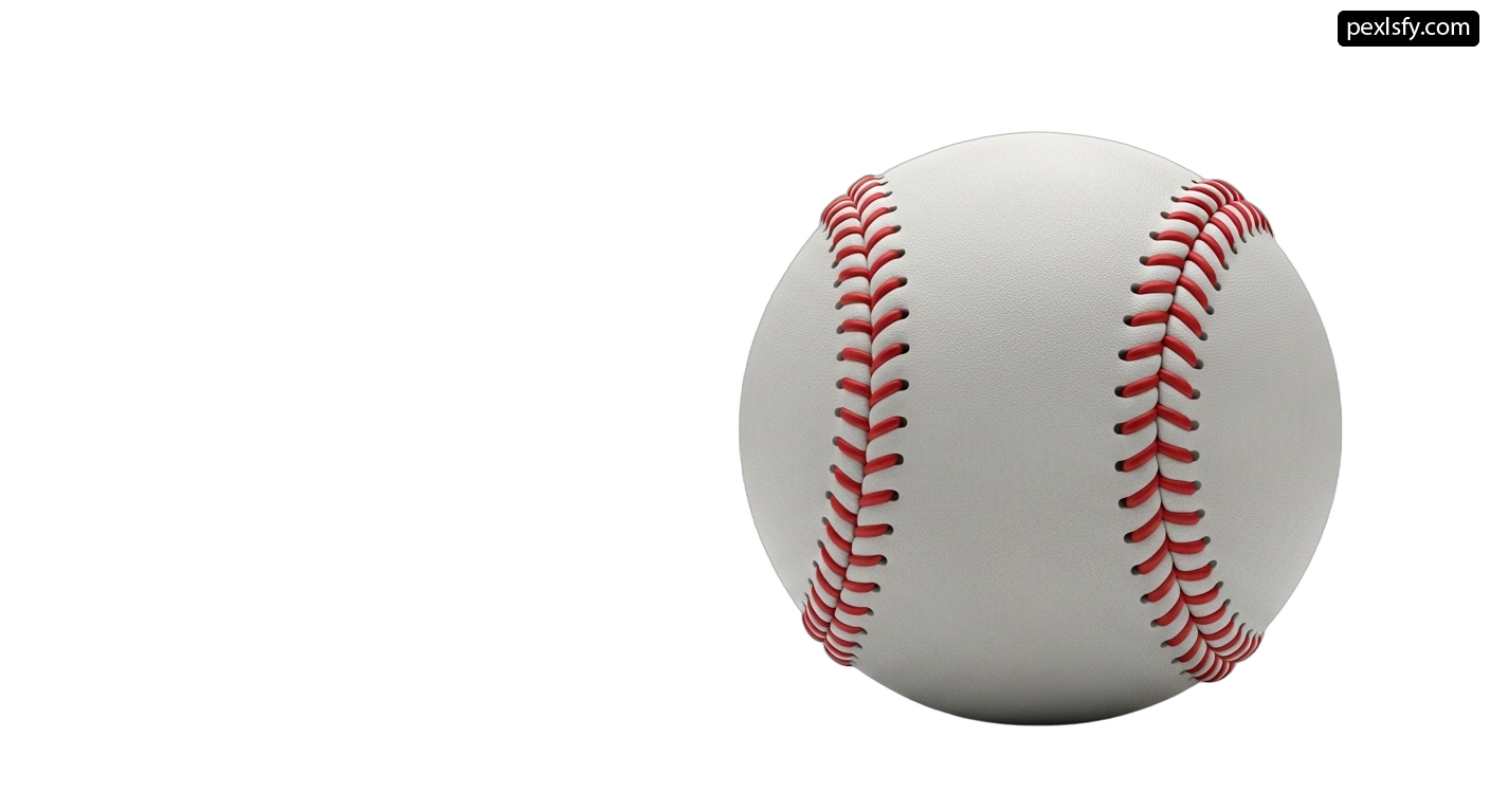 Baseball with red stitching on a white background png transparent background