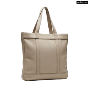 Beige leather tote bag on a white background png transparent background