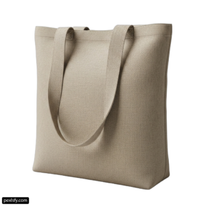 Beige tote bag on a white background png transparent background
