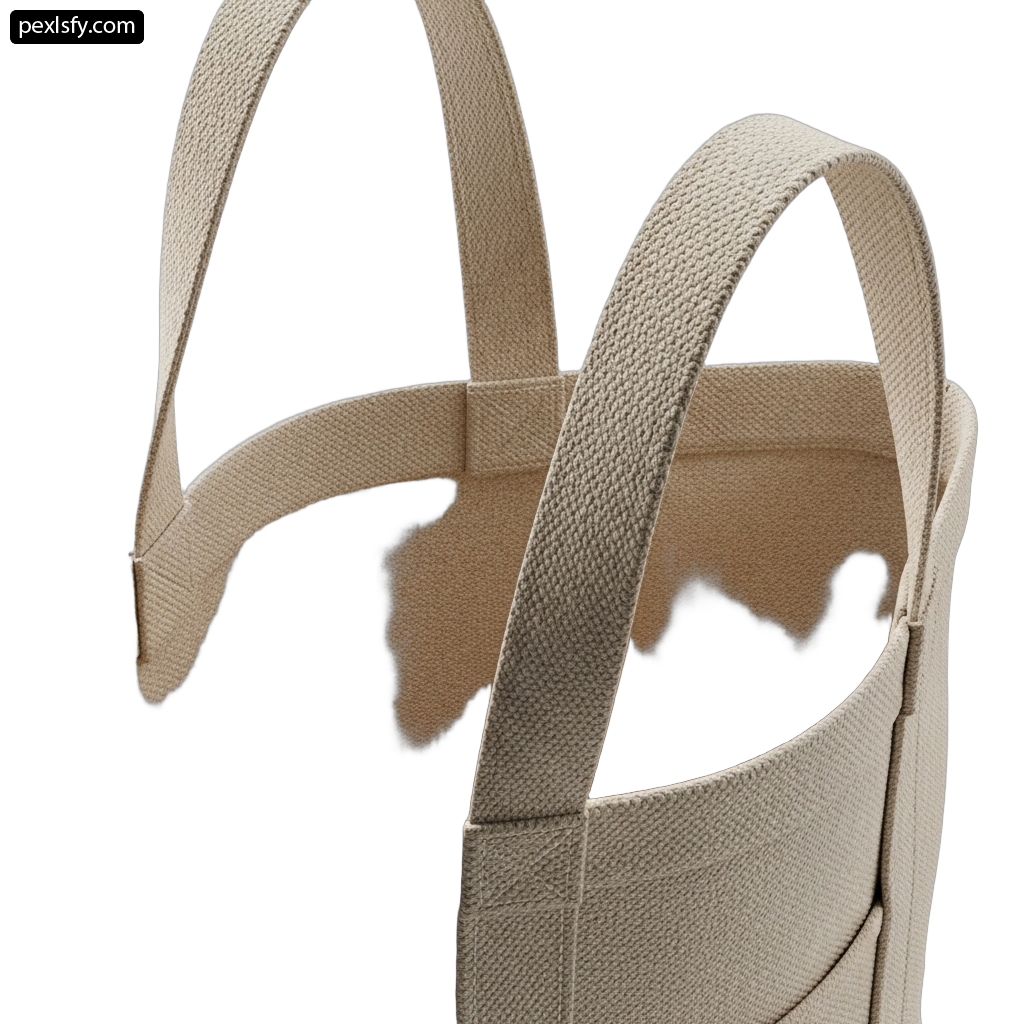 Beige tote bag on a white background png transparent background