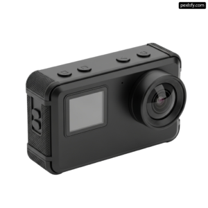 Black action camera on a white background png transparent background